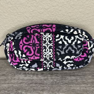VERA BRADLEY Zip Travel Mirror Cosmetic Case Canterberry Magenta Black